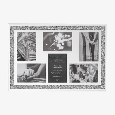 The Range Crystal Effect 6 Aperture Collage Frame - Silver