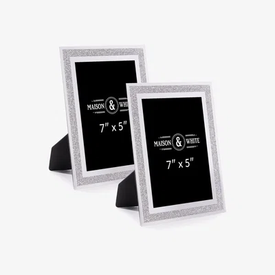 The Range Sparkle Glass Photo Frame 7" x 5" - Set of 2 - Silver