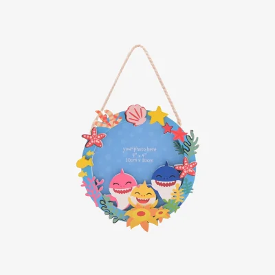 The Range Baby Shark Wooden Photo Frame 10cm x 10cm Multi - Blue