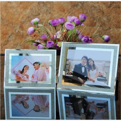 The Range Set of 4 Glitter Mirror Photo Frame Silver Picture Frames Crystal Display S - Silver