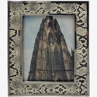 The Range Faux Snake Leather Single Photo Frame - Black/white