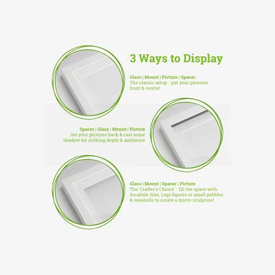 The Range 3D Deep Box Photo Frames - 6 x 6" with 2 x 2" Mount - BlackWhite - Black