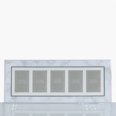 Teddy Beau Deco Home Grey Marble 5 Aperture Horizontal Photo Frame (4inx6in)