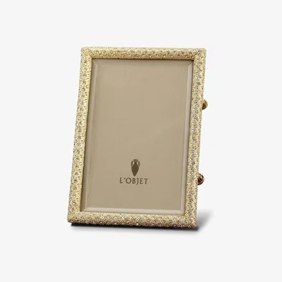Tobias Oliver L'Objet I Rectangular Pave Frame Large Gold Yellow Crystals
