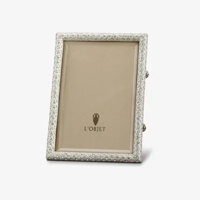 Tobias Oliver L'Objet I Rectangular Pave Frame Medium Platinum White Crystals