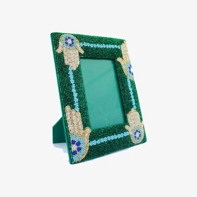 Wolf & Badger Gold / Green / Blue Hamsa Hand Photo Frame - Blue, Gold, Green One Size Maison Mm
