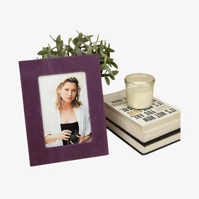 Wolf & Badger Pink / Purple Luxury Leather Photo Frame - Purple - Allentown | Leathere