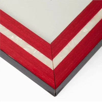 Wolf & Badger Red / White Small Striped Marquetry Photo Frame - Red And White | Casabyjj
