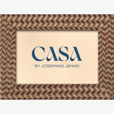 Wolf & Badger Brown Maquetry Patterned Photo Frame- Medium | Casabyjj