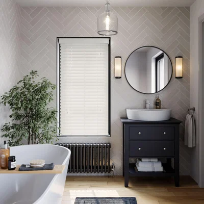 Dunelm Made To Measure 63mm Slats White Textured Venetian Blind Textured White