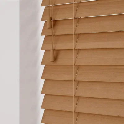 The Range Wooden Venetian Blinds With Strings - Caramel Oak / 240cm