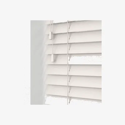 The Range Wooden Venetian Blinds With Strings - Fog White / 120cm
