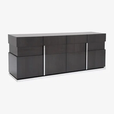 Barker and Stonehouse Borgia 4 Door Koto Wood Sideboard, Grey Highgloss
