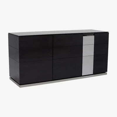 Barker and Stonehouse Carvelle 3 Door Buffet Cabinet, Black Gloss | Barker & Stonehouse