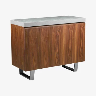 Barker and Stonehouse Halmstad, 2 Door Sideboard - Concrete and Walnut - W100 x D42 x H80cm - Barker and Stonehouse
