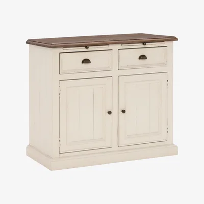 Barker and Stonehouse Carisbrooke Reclaimed Wood Narrow 2 Door & 2 Drawer Sideboard, White | Barker & Stonehouse