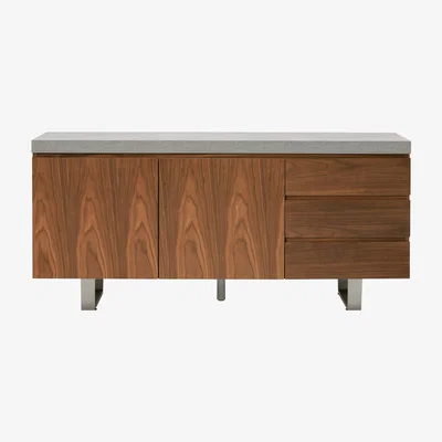 Barker and Stonehouse Halmstad Sideboard, Concrete and Walnut