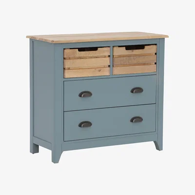 Barker and Stonehouse Craster Small Chest Of Drawers Sideboard, Blue Oak Wood | Barker & Stonehouse