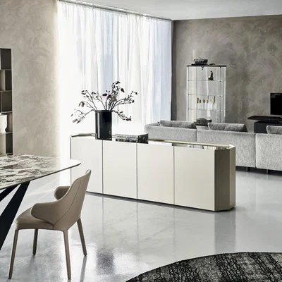 Barker and Stonehouse Cattelan Italia 4 Door Chelsea Sideboard, Grey Metal | Barker & Stonehouse