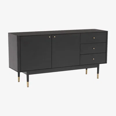 Barker and Stonehouse Cannelle Sideboard, Black Ash with Black and Gold Leg