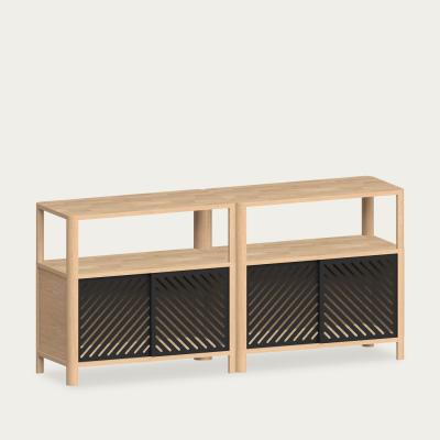 Bombinate.com Oak Cloe Sideboard with Black Metal Doors