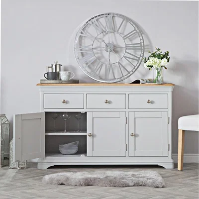 Chiltern Oak Furniture Ashbourne Grey Painted 3 Door Large Sideboard