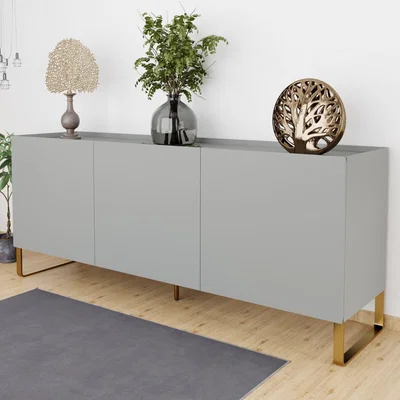 Cuckooland Flair Lenny Painted Sideboard Grey With Brass Accents (160x40cm)