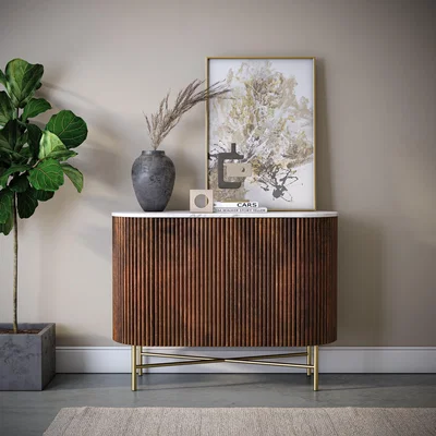 Dunelm Kiera Small Sideboard, Mango Wood & Real Marble Brown