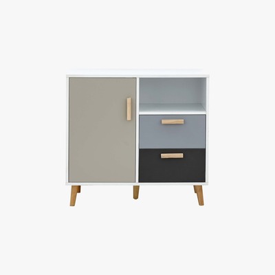 Dunelm Delta Compact Sideboard Grey, Blue and Brown