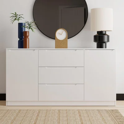 Dunelm Larson Large Sideboard White White