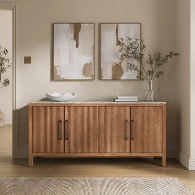 Dunelm Tatum Large Sideboard, Marble and Mango Wood