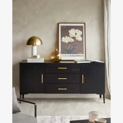 Danetti Kai Large Sideboard Black Oak with Brass