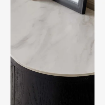 Danetti Manhattan Black Ash and Marble Ceramic Small Sideboard