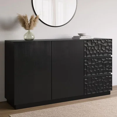 Furniture123 Neesha Black Textured Mango Wood Large Sideboard