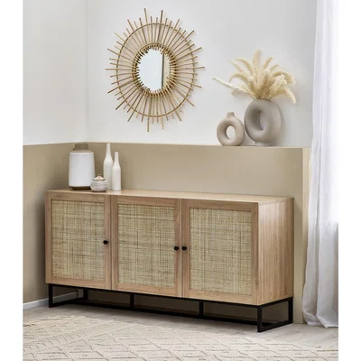 Furniture123 Large Oak Sideboard with Rattan Doors - Padstow
