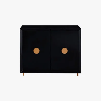 Habitat ORION Black lacquer cabinet with feature copper handles