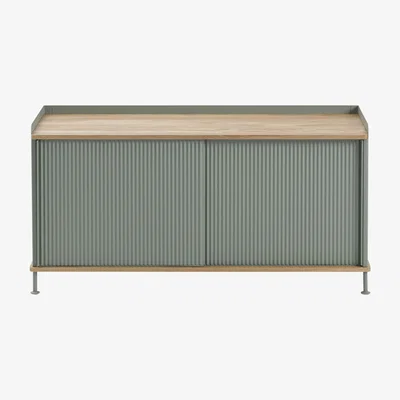 Heal's Muuto Enfold Low Sideboard Dusty Green and Oak - Heal's UK Furniture