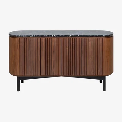 Heal's Heal's Remi Sideboard Large Walnut and Black Marble - Heal's UK Furniture