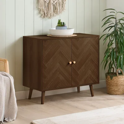 Happy Beds Herringford - 2 Door Sideboard - Walnut - Wooden - Happy Beds