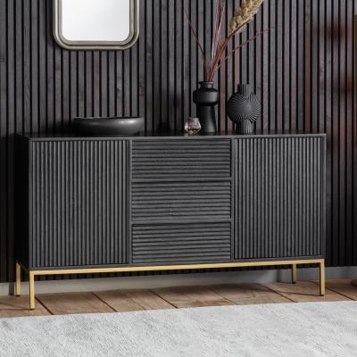 Knees Ripple Mango Wood Sideboard - Black
