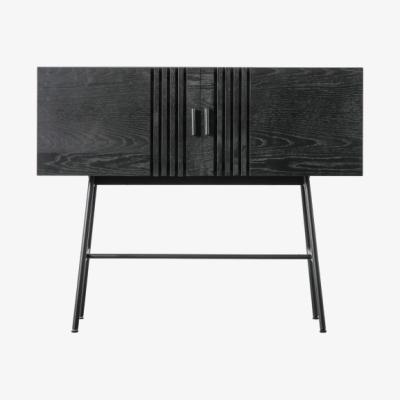 Knees Holden Tall Oak Veneer Sideboard - Black