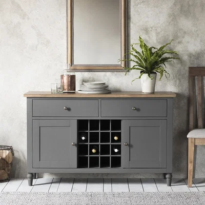 Knees Dean Acacia Wood Sideboard with Wine Storage - Grey