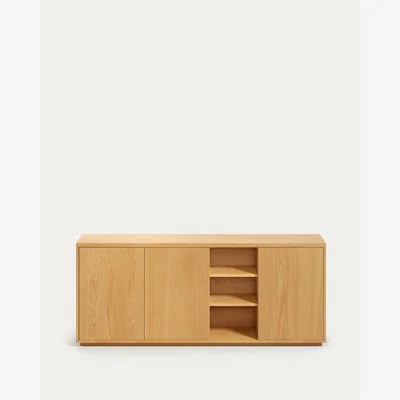 Kave Home Abilen oak wood veneer 3 door sideboard, 180 x 75 cm FSC 100%