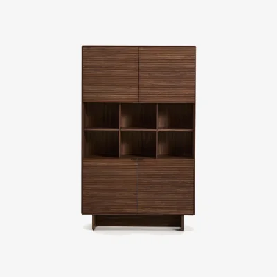 Kave Home Norlen 4-door tall sideboard in walnut veneer FSC Mix Credit 100 x 163cm