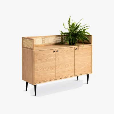 La Redoute Noya Sideboard in Oak, Veneer and Rattan Cane