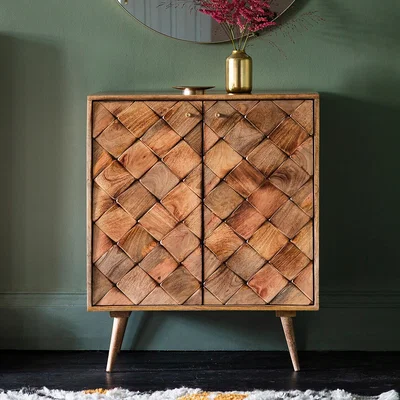 La Redoute Siliguri Mango Wood 2 Door Sideboard in Burnt Wax Finish