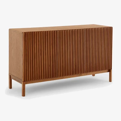 La Redoute Neottie Solid Ash and Ash Veneer High Sideboard with 3 Doors