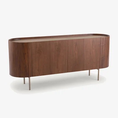La Redoute Aslen Sideboard in Walnut, Veneer and Leather
