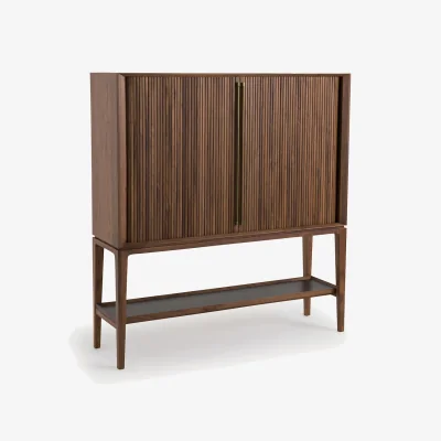 La Redoute Liamca Sideboard/bar in Walnut Veneer and Leather