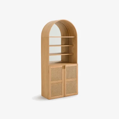 La Redoute Mathéo Tall Sideboard in Oak Veneer and Cane